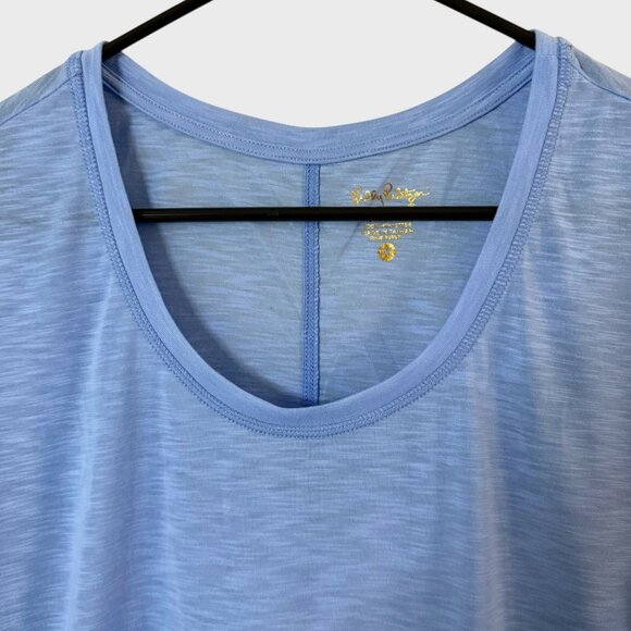 Lilly Pulizer T-Shirt Blue Women's Medium Luxletic Scoopneck Short-Sleeve UPF-50 - Picture 5 of 11